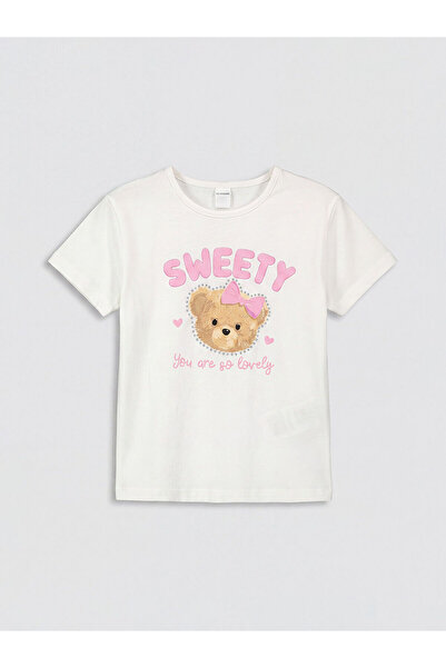 LC Waikiki Vizyon New Season Crew Neck Printed Girls' T-Shirt