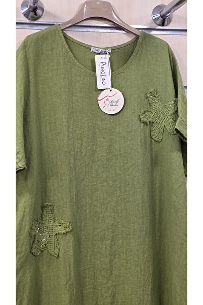 Park Moda Rochie din in italiană cu detalii din plasă și paiete