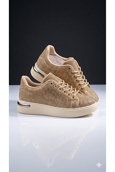 BLACK TAŞLI İPLİ KALIN TABAN ORTOPEDİK SPOR SNEAKERS AYAKKABI
