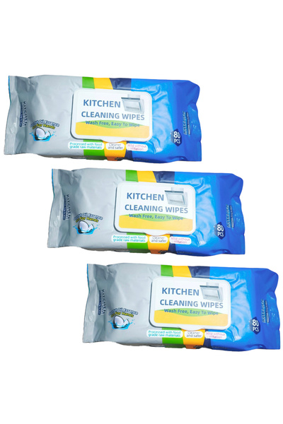 Kitchen 3 Packs of Cleaning Wipes | Strong Decontamination 80 Wipes