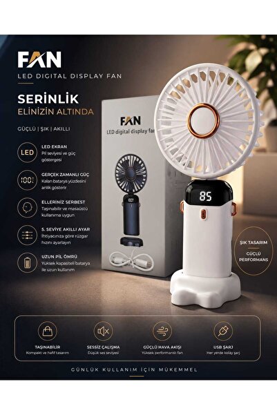 Banum Luxury Lüks LED Dijital Ekranlı Güçlü Hava Akışı Sessiz Çalışma Taşinab...