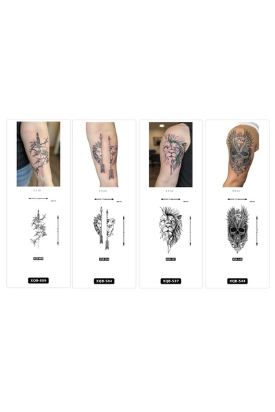 Airbrush Tattoo Yapıştırma Dövme 4 Adet Birden 1 Hafta Kalıcı Geçici Dövme Haftalık Set 70