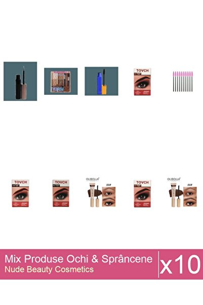 Makeup Set Mix 10 produse Rimel Sprancene: Tus / Lipici magnetic, negru, Vops...
