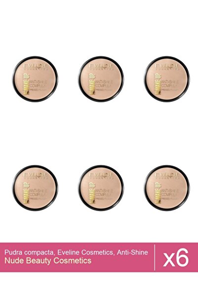 Makeup Set 6x Pudra compacta, Eveline Cosmetics, Anti-Shine Complex, 37 Warm ...