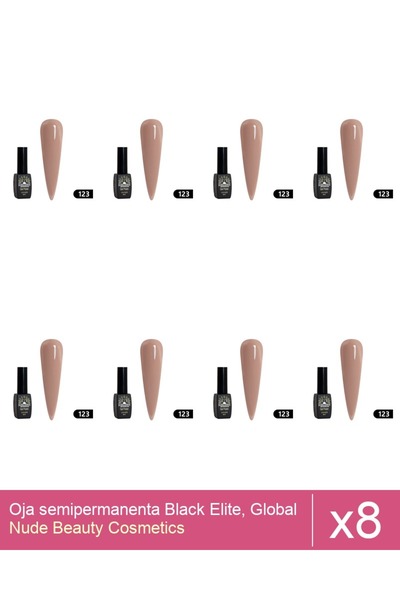Makeup Set 8x Oja semipermanenta Black Elite, Global Fashion 8 ml,123