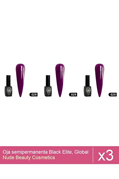 Makeup Set 3x Oja semipermanenta Black Elite, Global Fashion 8 ml,029