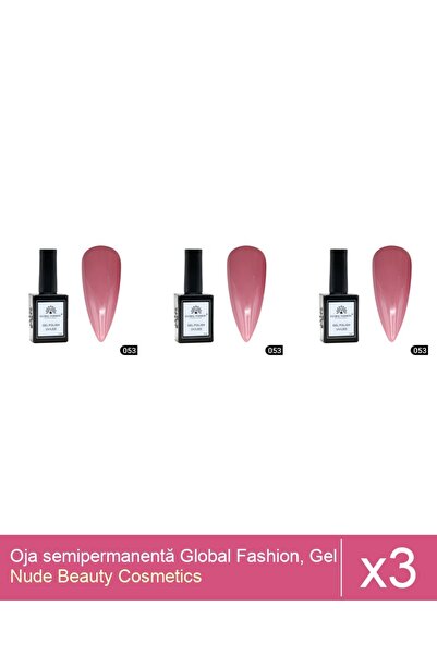 Makeup Set 3x Oja semipermanentă Global Fashion, Gel polish Elite Glow 15 ml,053
