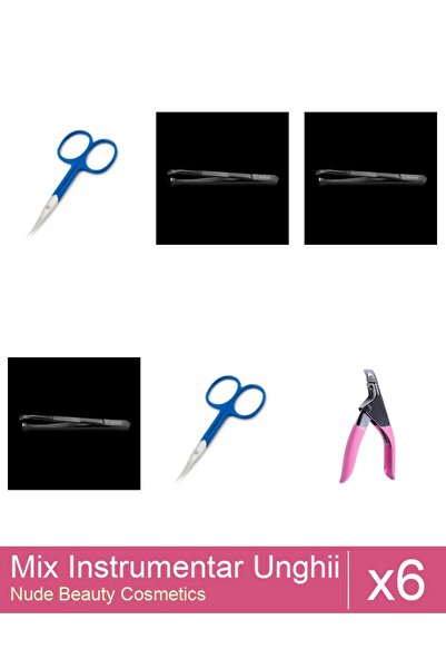 Makeup Mix Set 6 products Scissors: Professional black thin tweezers - One Gr...