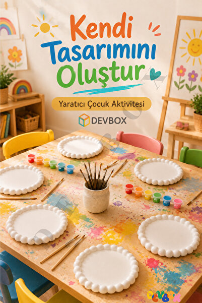 devhome Bubble Boyama Etkinlik Seti 6’lı Boyanabilir Dekoratif Tabak 6 Renk B...