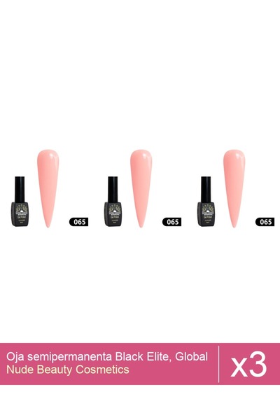 Makeup Set 3x Oja semipermanenta Black Elite, Global Fashion 8 ml,065