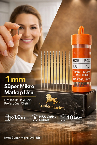 Transformacion 1 mm Süper Mikro İnce HSS Kobalt Mikro Matkap Ucu Seti (10'lu)...