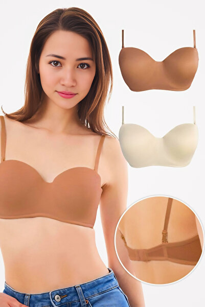 Homay 2-Piece Gathered Non-Padded Detachable Strapless Underwire Bra