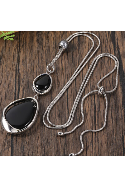 Choice YC1997-1 Vintage Punk Style Black Color Irregular Stone Pendant Neckla...