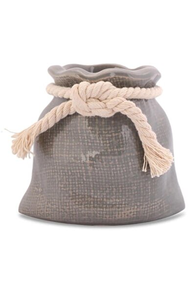 Goliat Ceramic candle holder, Goliat, pouch shape, gray, 9.5x10.5x7.5cm