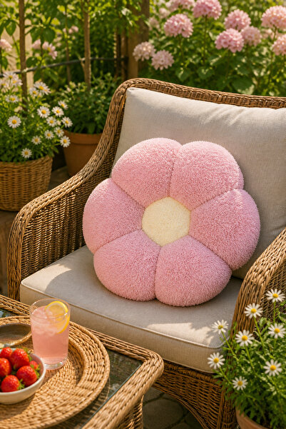 Pabtex Ev ve Oda Dekorasyonu için Papatya Şeklinde Peluş Yastık 40 cm