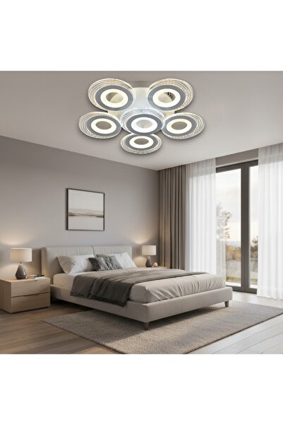DELIGHT LUSTRA LED CERCURI 150W CU 6 BRATE 3 CULORI+IR 550x130mm