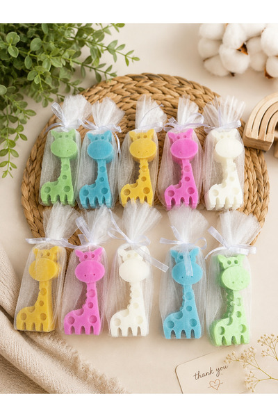 Lumera Candle 10’lu tül süslemeli renkli Zürafa mum doğum doğum günü bebek me...