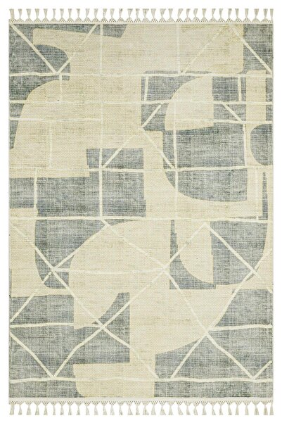 halinet Halı.Net Cream Ethnic Bohemian Washable Non-Slip Living Room Carpet M...