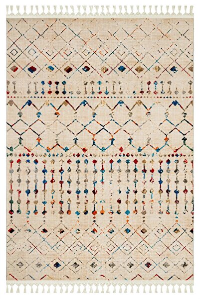 halinet Halı.Net Cream Ethnic Bohemian Washable Non-Slip Living Room Carpet M...