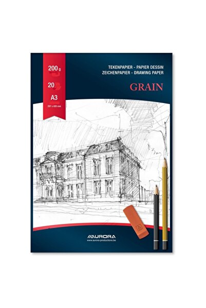 Aurora Ticaret Bloc desen A3, 20 file - 200g/mp, AURORA Grain - carton alb