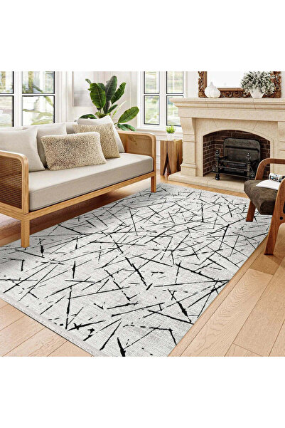 halinet Halı.Net White Modern Washable Non-Slip Living Room Carpet Cr-Galyon-...