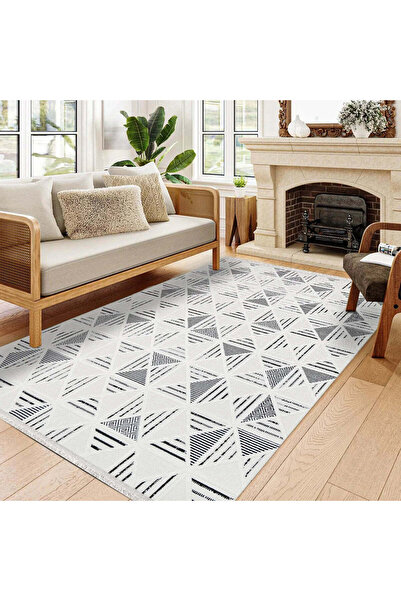 halinet Halı.Net Cream Modern Washable Non-Slip Living Room Carpet Cr-Liza-18...