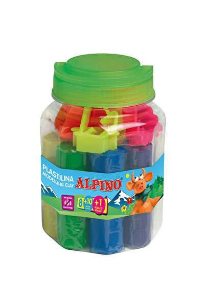Other Kit 8 culori x 80gr. plastilina + 10 forme modelaj + roller, ALPINO