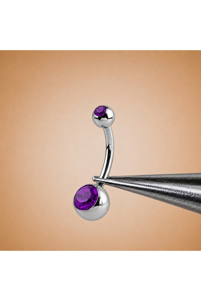 DRAGONTATTOO Çift Taşlı Titanyum Göbek / Belly Piercing