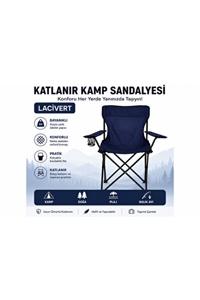 Ceylan Yolu Awm Katlanır Kamp Sandalyesi Siyah | Bardaklıklı Taşınabilir Outd...