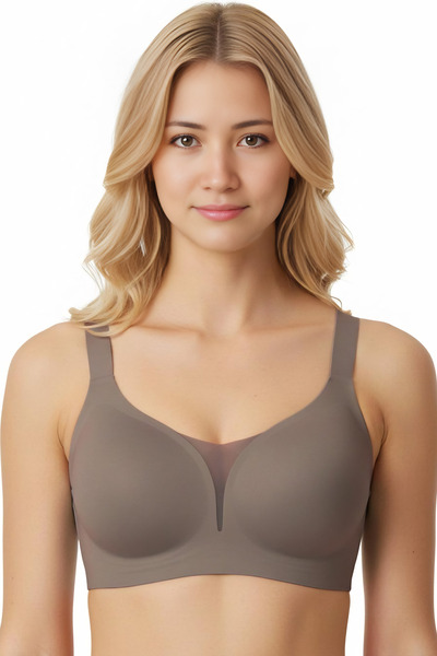 Homay Plus Size Tulle Low-Cut Laser Cut Seamless Bra - One Piece