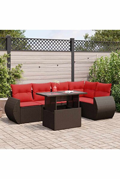 vidaxl Set canapele de gradina cu perne, 6 piese, maro, poliratan