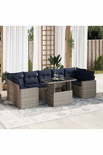 vidaxl Set canapele gradina cu perne 8 piese gri poliratan/lemn acacia
