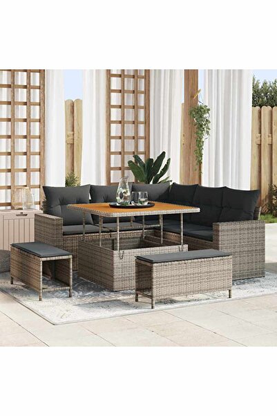 vidaxl Set de canapele pentru gradina 8 pcs Gri poliratan