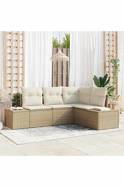 vidaxl Set de canapele pentru gradina 4 pcs Bej È™i crem poliratan