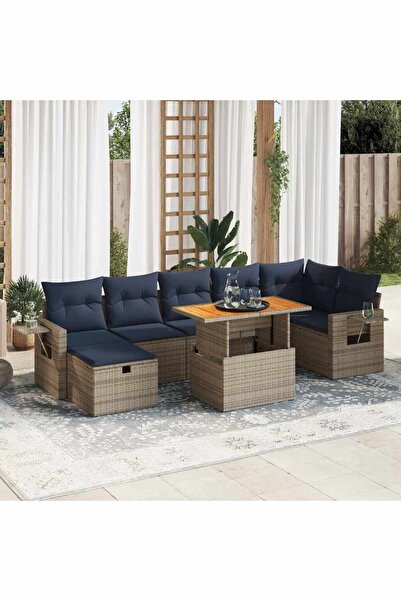 vidaxl Set canapele de gradina cu perne, 8 piese, maro, poliratan