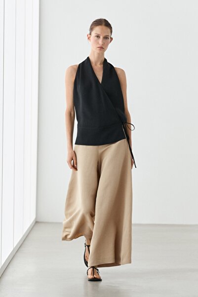 Massimo Dutti Geniş paça volanlı pantolon