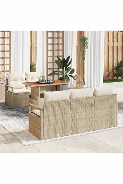 vidaxl Set de canapele pentru gradina 6 pcs Bej Rattan poli