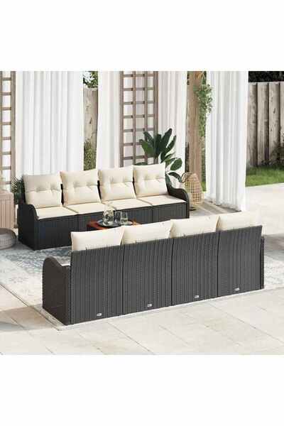 vidaxl Set de canapele pentru gradina 9 pcs Negru È™i Crem poliratan