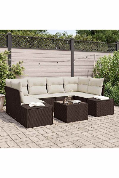 vidaxl Set de canapele pentru gradina 8 pcs Maro È™i Crem poliratan