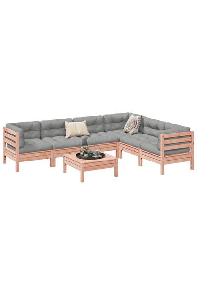 vidaxl Set canapele gradina cu perne, 7 piese, lemn masiv brad douglas