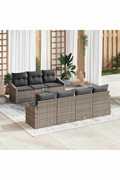 vidaxl Set de canapele pentru gradina 8 pcs Gri poliratan
