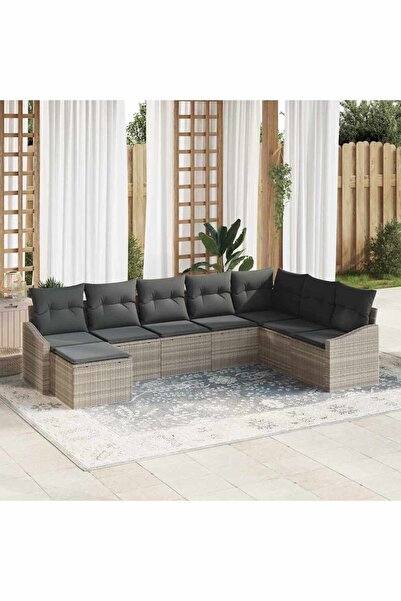 vidaxl Set de canapele pentru gradina 8 pcs Gri deschis poliratan