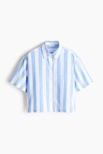H&M Keten Karışımlı Oversize Gömlek