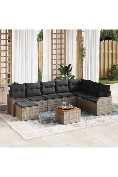 vidaxl Set de canapele pentru gradina 9 pcs Gri poliratan