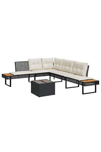 vidaxl Set canapea de gradina 2 piese cu perne negru sticla/poliratan
