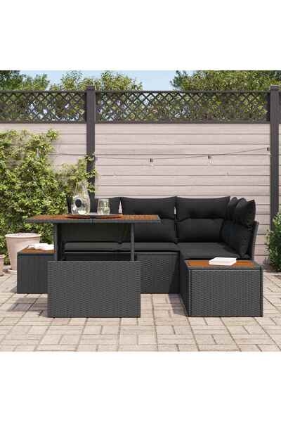 vidaxl Set de canapele pentru gradina 5 pcs Negru Rattan poli