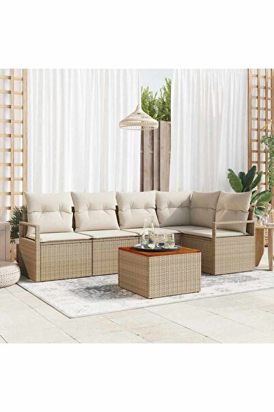 vidaxl Set de canapele pentru gradina 6 pcs Bej È™i crem poliratan