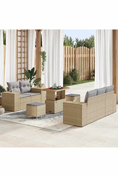 vidaxl Set de canapele pentru gradina 8 pcs Bej poliratan
