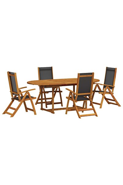 vidaxl Set mobilier de gradina, 5 piese, lemn masiv acacia/textilena