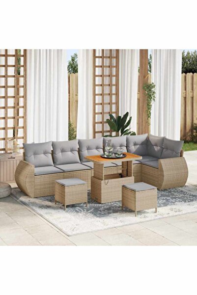 vidaxl Set de canapele pentru gradina 9 pcs Bej poliratan